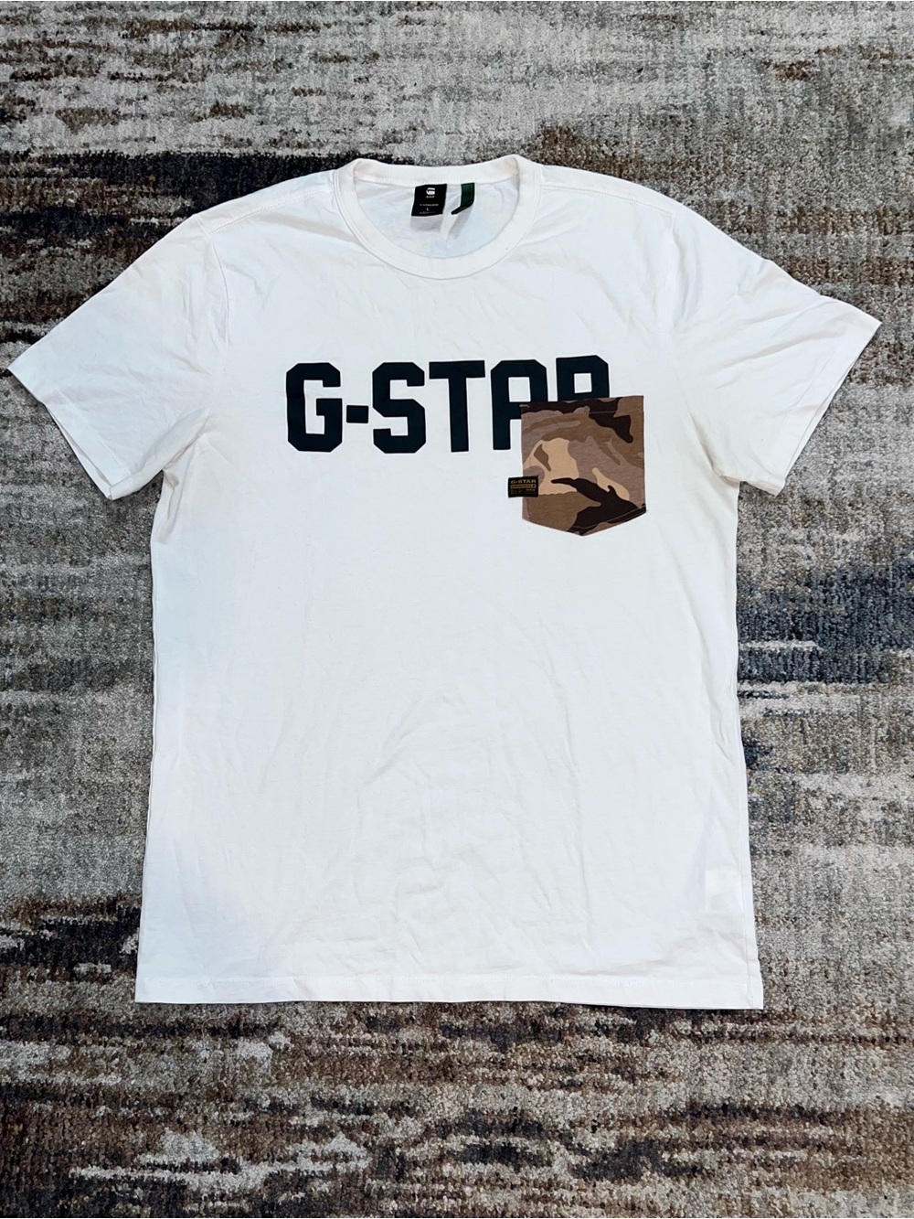 G-Star RAW Originals White Desert Camo Pocket Crewneck Tee T-shirt